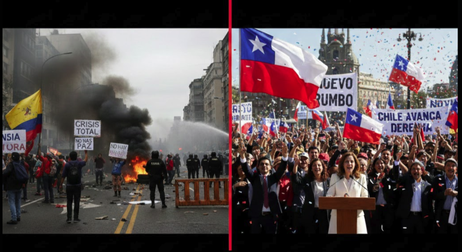 Dos países, dos señales: Colombia en crisis, Chile rompe con la izquierda